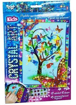 Мозаїка з каміння менша Кідс Набір для творчості CRYSTAL ART KIDS (CART-01-08) дерево 3 шт, пава 2 шт, фея 1, метелик 1, мишка 1, сова з парасолькою 1, сови 1 01-08 фото